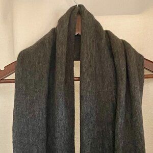 Lucky Brand Charcoal Gray Oversized Knit Fringed Scarf Wrap | NWT